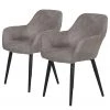 Loftscape Chaises à accoudoirs Trappe (lot de 2) - Microfibre / Acier - Gris fumé