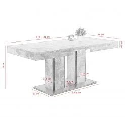 Loftscape Table Drace (extensible) - Imitation béton / Anthracite -Meubles de salle à manger Soldes Magasin 1000228952 201104 15385700235 SKETCH DETAILS P000000001000228952 sketch