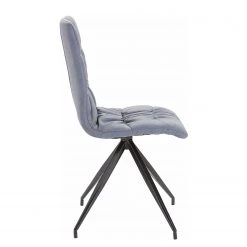 Loftscape Chaises capitonnées Gergy (lot de 2) - Imitation cuir / Fer - Gris pigeon / Noir -Meubles de salle à manger Soldes Magasin 1000229578 201104 14075100032 DETAILS P000000001000229578