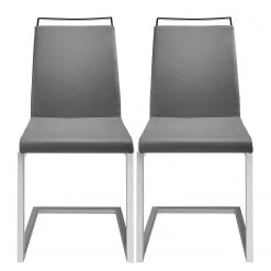 Loftscape Chaises cantilever Ibos (lot de 2) - Imitation cuir - Chrome - Gris
