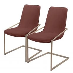 Loftscape Chaises cantilever Lezan II (lot de 2) - Velours / Fer - Marron rouille