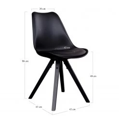 Norrwood Chaises Trebes I (lot de 2) - Matière plastique / Hévéa massif - Noir / Hévéa -Meubles de salle à manger Soldes Magasin 1000231008 201125 16492100020 SKETCH DETAILS P000000001000231008 sketch