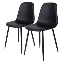 Norrwood Chaises Renty I (lot de 2) - Imitation cuir / Acier - Noir