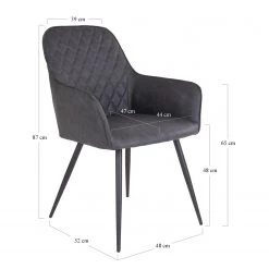 Red Living Chaises à accoudoirs Pierry I (lot de 2) - Imitation cuir / Acier - Gris vintage -Meubles de salle à manger Soldes Magasin 1000231016 201125 16492400081 SKETCH DETAILS P000000001000231016 sketch