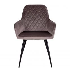 Loftscape Chaise à accoudoirs Pierry II (lot de 2) - Velours / Acier - Taupe -Meubles de salle à manger Soldes Magasin 1000231020 201125 16492500107 DETAILS P000000001000231020