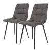 Loftscape Chaises capitonnées Ormoy I (lot de 2) - Microfibre / Acier - Gris / Noir