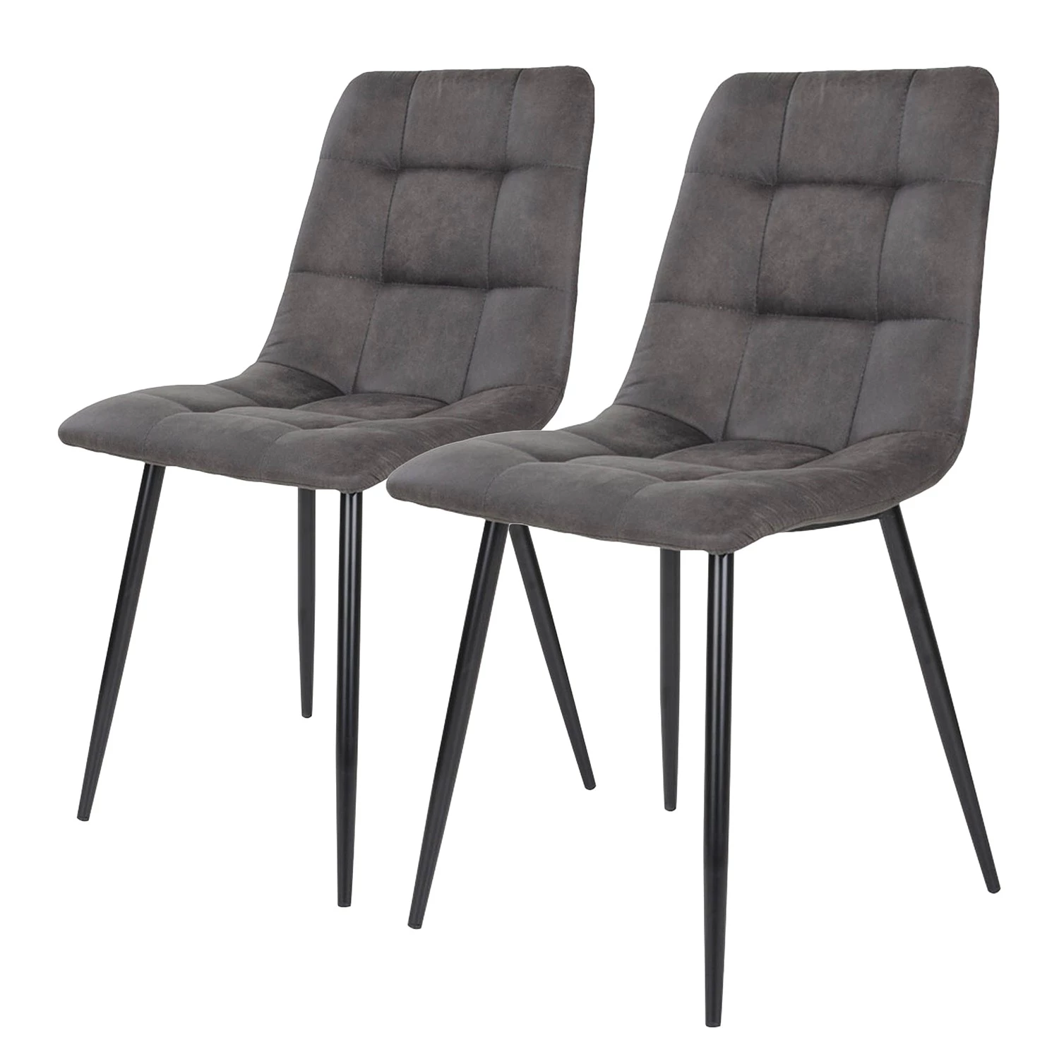 Loftscape Chaises capitonnées Ormoy I (lot de 2) - Microfibre / Acier - Gris / Noir 1 Loftscape Chaises capitonnées Ormoy I (lot de 2) - Microfibre / Acier - Gris / Noir
