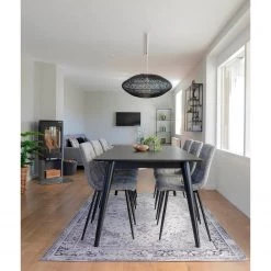 Loftscape Chaises capitonnées Ormoy III (lot de 2) - Tissu / Acier - Gris / Noir -Meubles de salle à manger Soldes Magasin 1000231026 201125 16492600153 MOOD DETAILS P000000001000231026 mood