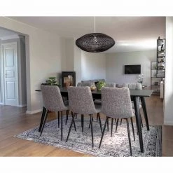 Loftscape Chaises capitonnées Ormoy III (lot de 2) - Tissu / Acier - Gris / Noir -Meubles de salle à manger Soldes Magasin 1000231026 201125 16492700154 MOOD DETAILS P000000001000231026 mood