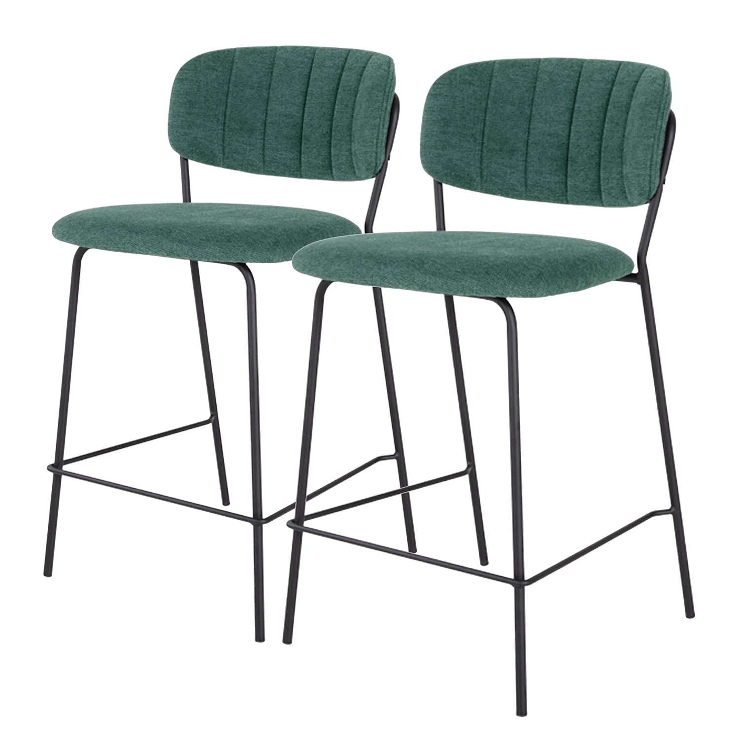 Loftscape Chaises capitonnées Muel (lot de 2) - Tissu / Acier - Vert turquoise 1 Loftscape Chaises capitonnées Muel (lot de 2) - Tissu / Acier - Vert turquoise