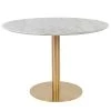 Red Living Table Monieux - Imitation marbre blanc / Laiton - Diamètre : 110 cm