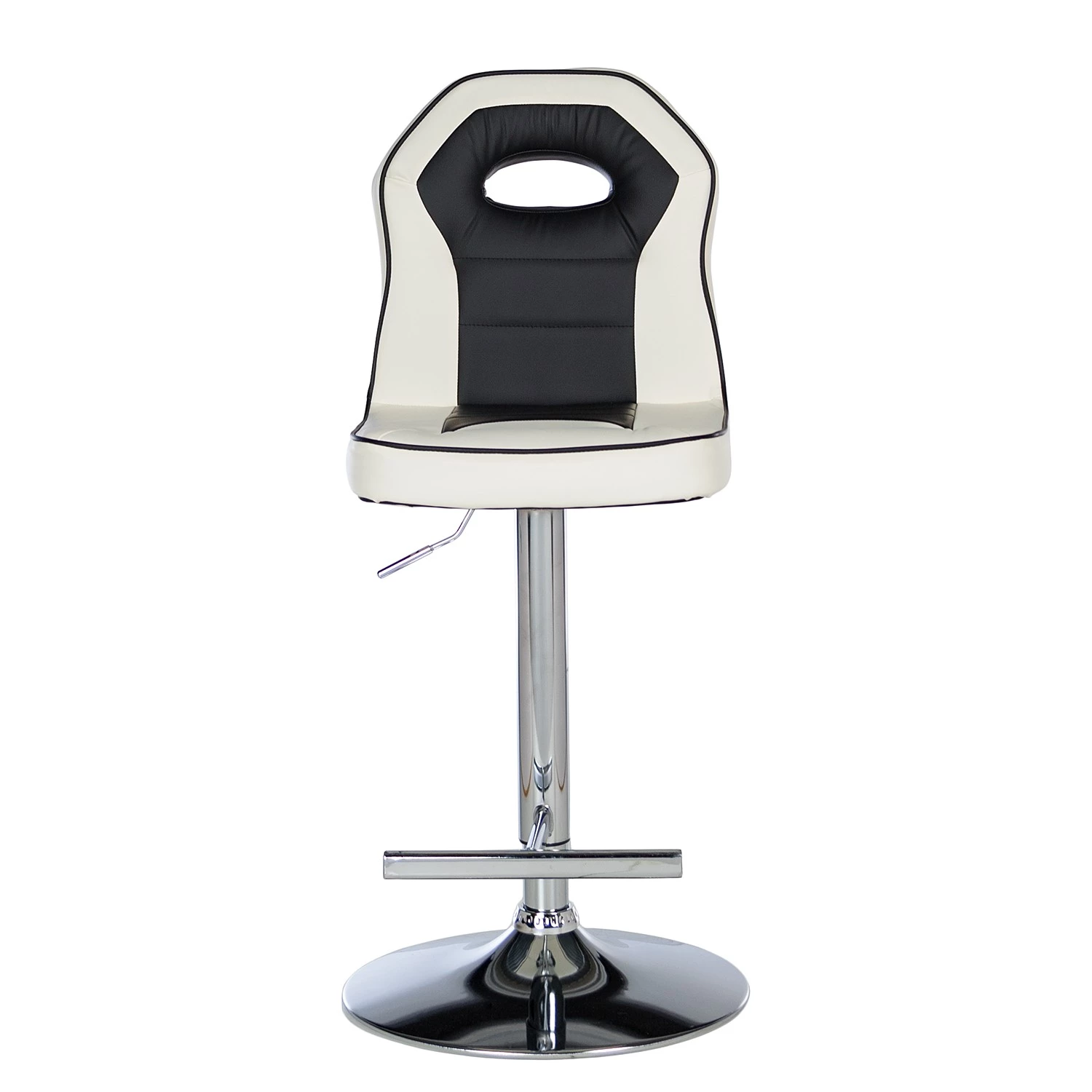 Loftscape Chaises de bar Yoncalla (lot de 2) - Imitation cuir / Métal - Noir et blanc - Chrome 2 Loftscape Chaises de bar Yoncalla (lot de 2) - Imitation cuir / Métal - Noir et blanc - Chrome – Image 2