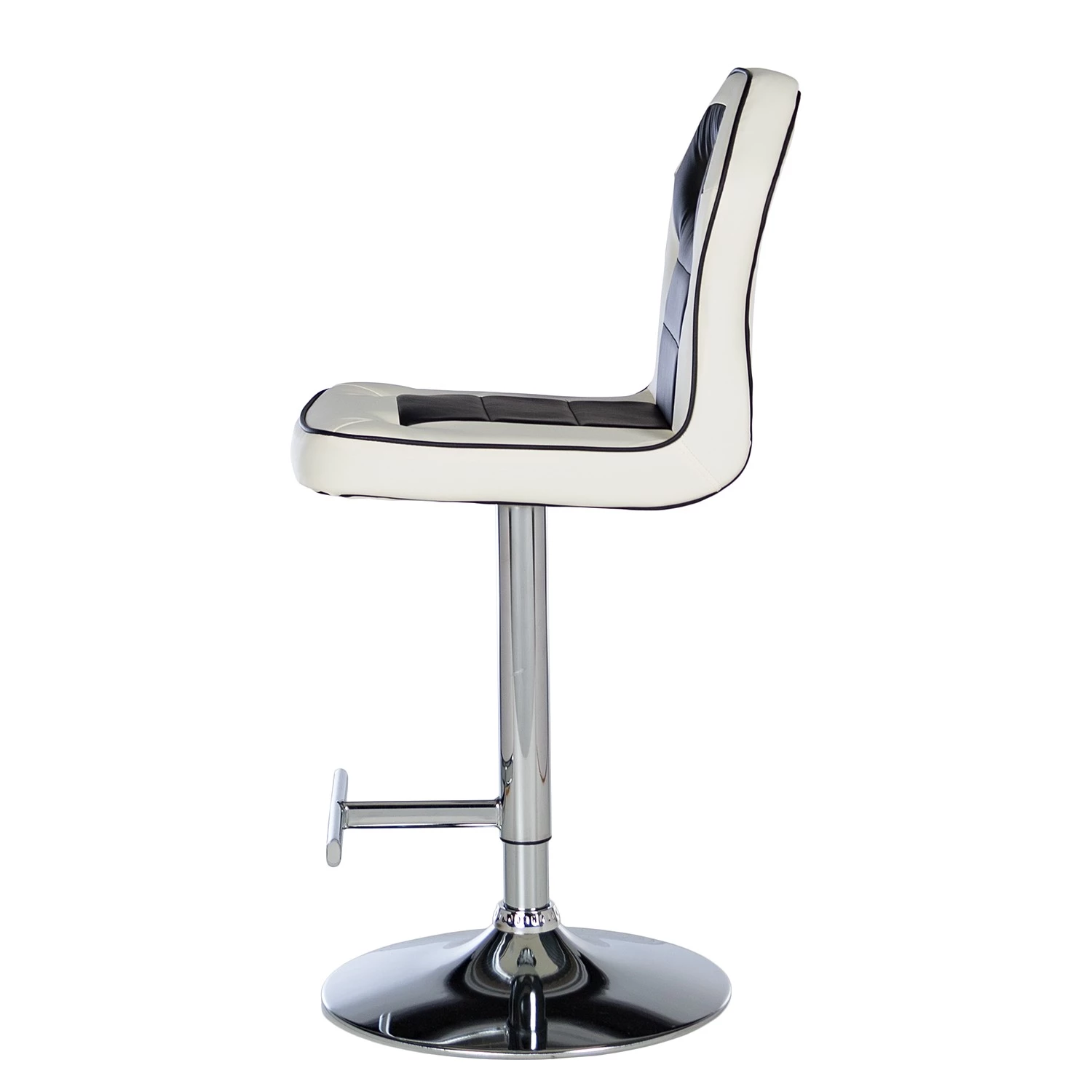 Loftscape Chaises de bar Yoncalla (lot de 2) - Imitation cuir / Métal - Noir et blanc - Chrome 4 Loftscape Chaises de bar Yoncalla (lot de 2) - Imitation cuir / Métal - Noir et blanc - Chrome – Image 4