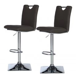 Loftscape Chaises de bar Swanville (lot de 2) - Microfibre / Métal - Marron foncé / Chrome