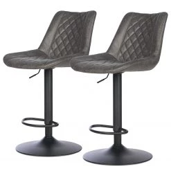 Red Living Chaises de bar Wismes (lot de 2) - Microfibre / Fer - Gris vintage