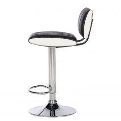 Loftscape Chaises de bar Moire (lot de 2) - Imitation cuir / Métal - Noir et blanc - Chrome -Meubles de salle à manger Soldes Magasin 1000231307 220406 035 DETAILS P000000001000231307