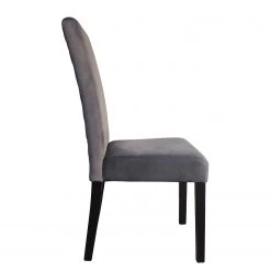 Loftscape Chaises capitonnées Moux (lot de 2) - Velours / Hévéa massif - Gris / Noir -Meubles de salle à manger Soldes Magasin 1000232778 210504 11353200003 DETAILS P000000001000232778