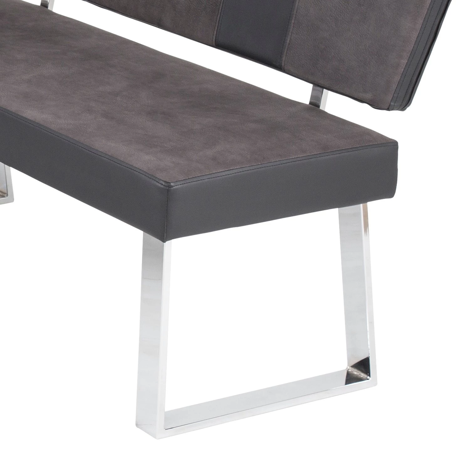 Loftscape Banc d’angle Mile - Cuir synthétique & Microfibre / Acier - Gris vintage / Chrome 4 Loftscape Banc d’angle Mile - Cuir synthétique & Microfibre / Acier - Gris vintage / Chrome – Image 4