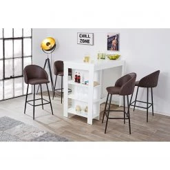Loftscape Chaises de bar (lot de 2) - Microfibre / Acier - Marron foncé / Noir -Meubles de salle à manger Soldes Magasin 1000233996 210108 13133700453 MOOD DETAILS P000000001000233996 mood