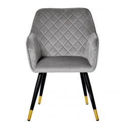 Jack & Alice Chaise à accoudoirs Mardore - Velours / Acier - Gris platine -Meubles de salle à manger Soldes Magasin 1000234600 210115 12513500034 DETAILS P000000001000234600