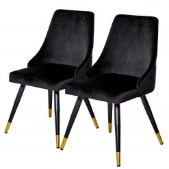 Jack & Alice Chaises capitonnées Loix (lot de 2) - Velours / Acier - Noir