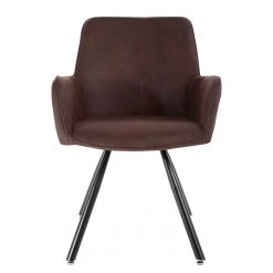 Mørteens Chaise à accoudoirs Ternes - Microfibre / Acier - Marron foncé / Noir -Meubles de salle à manger Soldes Magasin 1000235383 210818 08500400009 DETAILS P000000001000235383