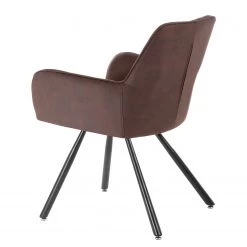 Mørteens Chaise à accoudoirs Ternes - Microfibre / Acier - Marron foncé / Noir -Meubles de salle à manger Soldes Magasin 1000235383 210818 08500400011 DETAILS P000000001000235383