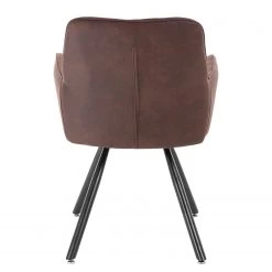 Mørteens Chaise à accoudoirs Ternes - Microfibre / Acier - Marron foncé / Noir -Meubles de salle à manger Soldes Magasin 1000235383 210818 08500400012 DETAILS P000000001000235383
