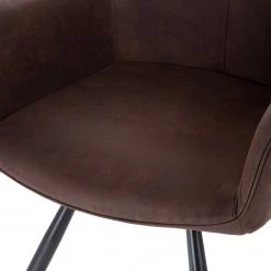 Mørteens Chaise à accoudoirs Ternes - Microfibre / Acier - Marron foncé / Noir -Meubles de salle à manger Soldes Magasin 1000235383 210818 08500400013 DETAILS P000000001000235383
