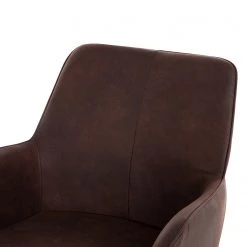 Mørteens Chaise à accoudoirs Ternes - Microfibre / Acier - Marron foncé / Noir -Meubles de salle à manger Soldes Magasin 1000235383 210818 08500400014 DETAILS P000000001000235383