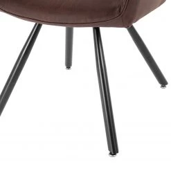 Mørteens Chaise à accoudoirs Ternes - Microfibre / Acier - Marron foncé / Noir -Meubles de salle à manger Soldes Magasin 1000235383 210818 08500400015 DETAILS P000000001000235383