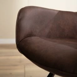 Mørteens Chaise à accoudoirs Ternes - Microfibre / Acier - Marron foncé / Noir -Meubles de salle à manger Soldes Magasin 1000235383 220517 033 DETAILS P000000001000235383