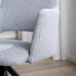 Mørteens Chaise à accoudoirs Publier - Tissu / Acier - Gris chiné / Noir -Meubles de salle à manger Soldes Magasin 1000235393 220524 030 DETAILS P000000001000235393