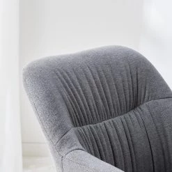 Mørteens Chaise à accoudoirs Senon - Tissu / Acier - Gris chiné / Noir -Meubles de salle à manger Soldes Magasin 1000235395 220622 030 DETAILS P000000001000235395