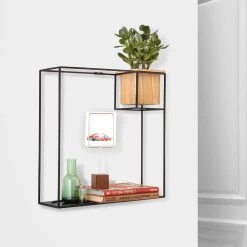 Umbra Étagère murale Cubist I - Métal / Hêtre massif - Noir / Hêtre -Meubles de salle à manger Soldes Magasin 1000235476 201214 15131400279 MOOD DETAILS P000000001000235476 mood