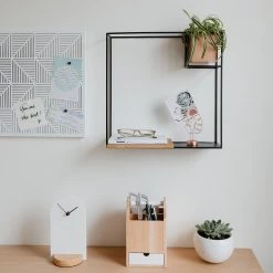 Umbra Étagère murale Cubist I - Métal / Hêtre massif - Noir / Hêtre -Meubles de salle à manger Soldes Magasin 1000235476 201214 15131400280 MOOD DETAILS P000000001000235476 mood