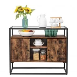 Red Living Buffet Cottage Hill III - Verre / Métal - Marron / Noir -Meubles de salle à manger Soldes Magasin 1000235678 201210 06194600086 DETAILS P000000001000235678