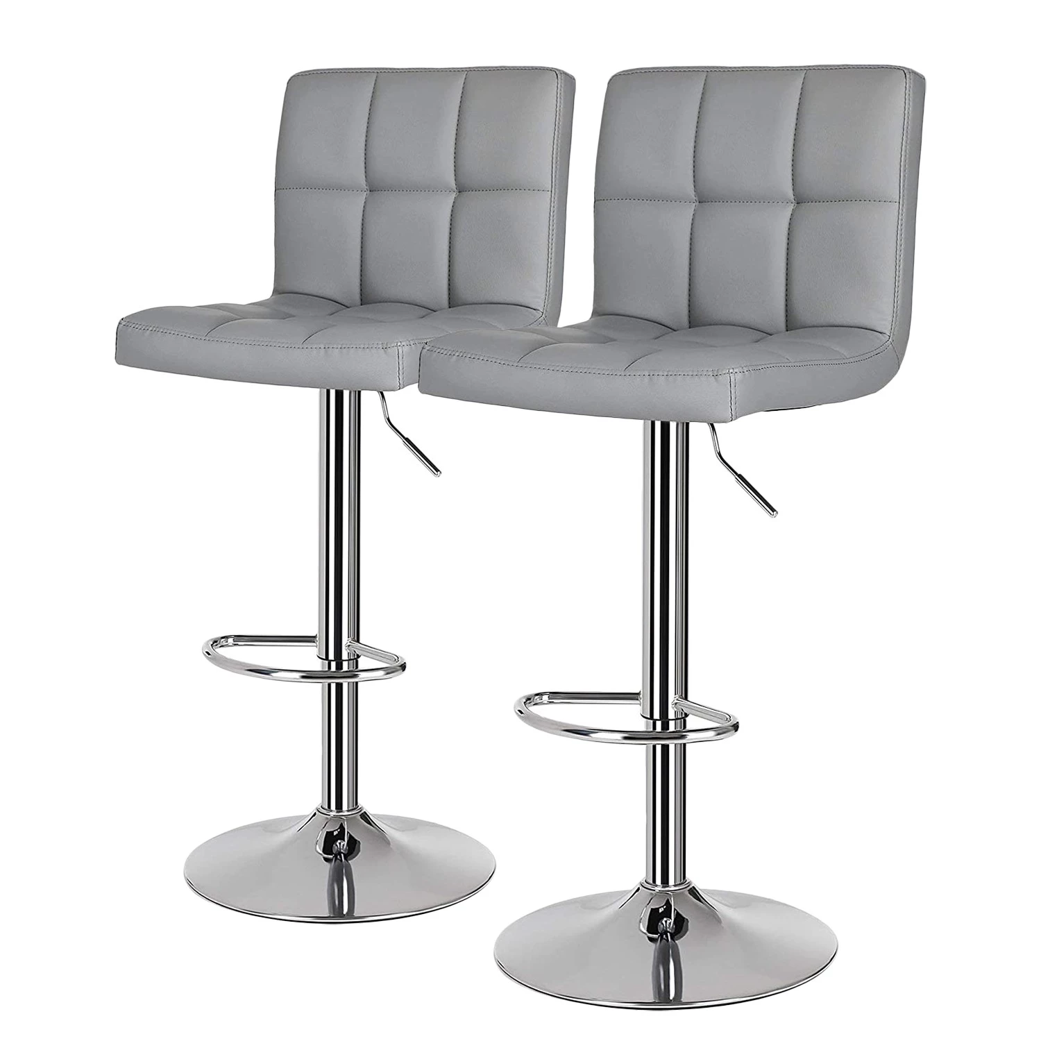 Loftscape Chaises de bar Marcon (lot de 2) - Imitation cuir / Fer - Gris / Chrome 1 Loftscape Chaises de bar Marcon (lot de 2) - Imitation cuir / Fer - Gris / Chrome