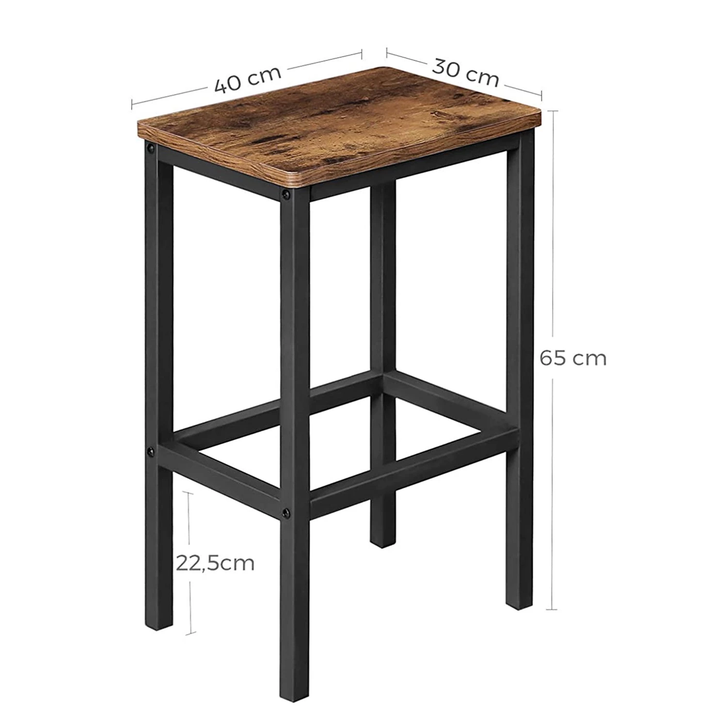 Red Living Tabourets de bar Proisy (lot de 2) - Imitation chêne rustique / Noir 7 Red Living Tabourets de bar Proisy (lot de 2) - Imitation chêne rustique / Noir – Image 7