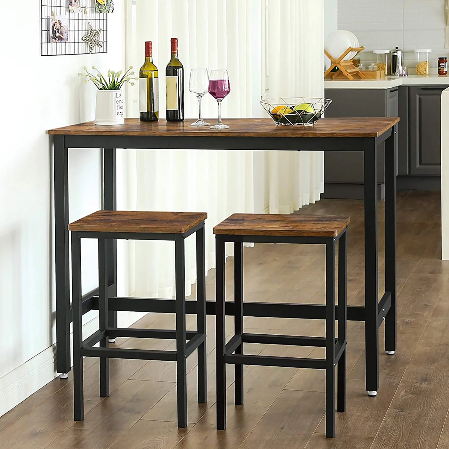 Red Living Ensemble de bar Theville (3 éléments) - Imitation chêne rustique / Noir 1 Red Living Ensemble de bar Theville (3 éléments) - Imitation chêne rustique / Noir