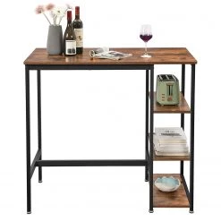 Red Living Table haute Velaux - Imitation chêne rustique / Noir -Meubles de salle à manger Soldes Magasin 1000235792 210118 06511800519 DETAILS P000000001000235792