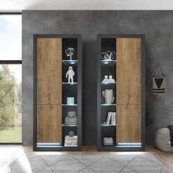 Red Living Armoire Talence - Imitation châtaigner / Gris - Butoir à droite -Meubles de salle à manger Soldes Magasin 1000236851 201218 06050200060 MOOD DETAILS P000000001000236851 mood