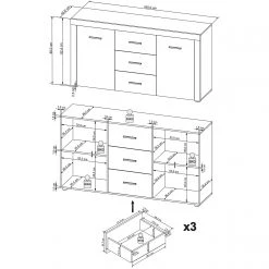 Loftscape Buffet Vierzon - Imitation chêne Sonoma 19 Loftscape Buffet Vierzon - Imitation chêne Sonoma -Meubles de salle à manger Soldes Magasin 1000237347 201230 13162700072 SKETCH DETAILS P000000001000237347 sketch