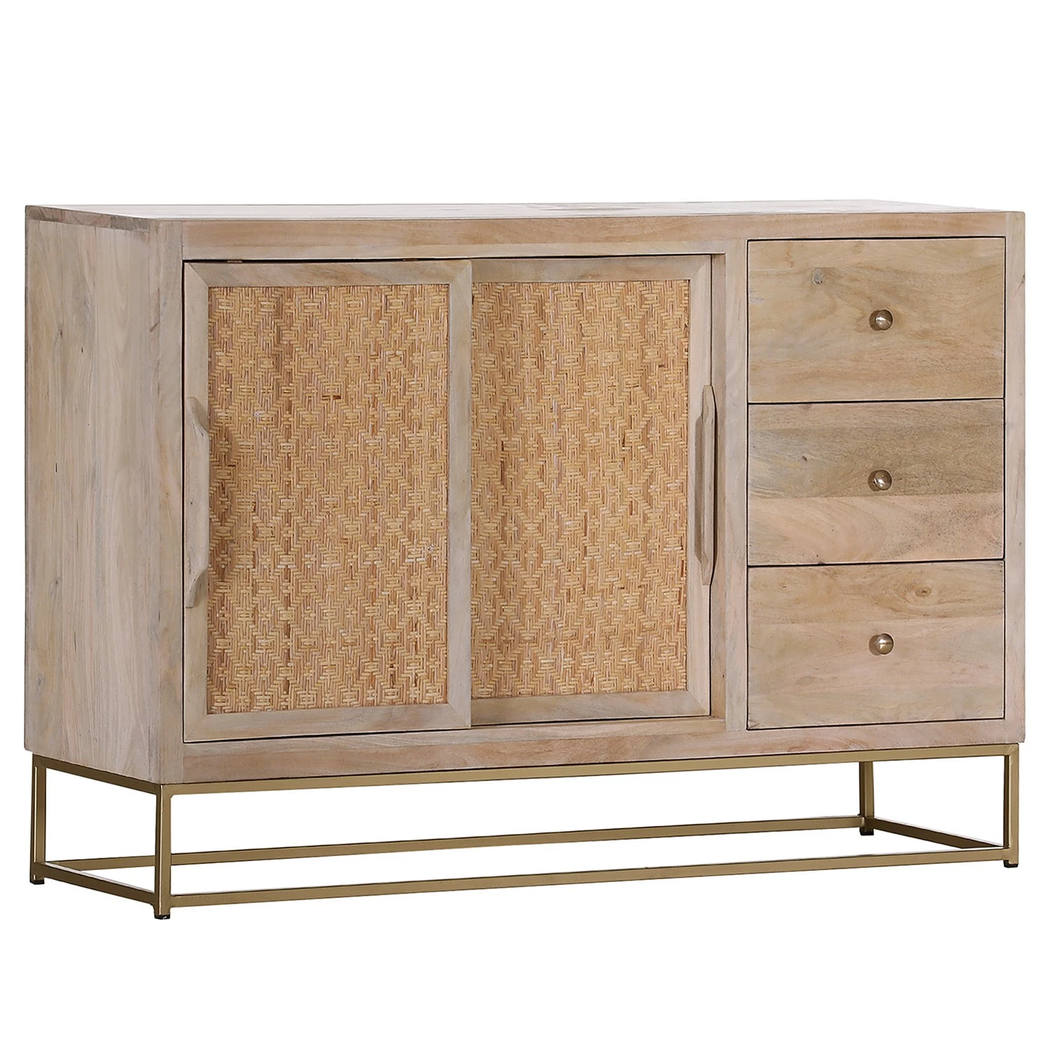 Naturoo Buffet Rumilly - Tressage en rotin / Manguier massif 1 Naturoo Buffet Rumilly - Tressage en rotin / Manguier massif