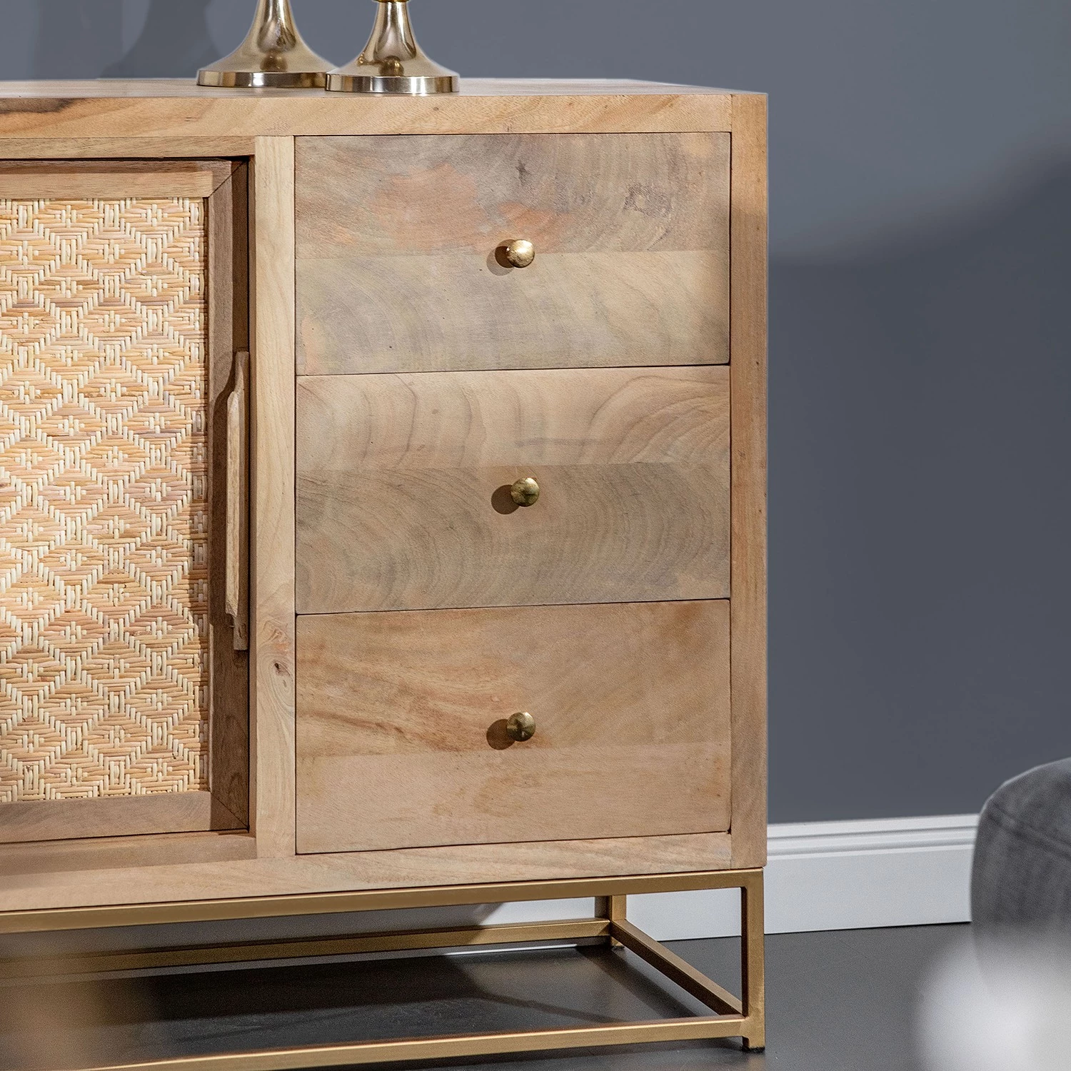 Naturoo Buffet Rumilly - Tressage en rotin / Manguier massif 6 Naturoo Buffet Rumilly - Tressage en rotin / Manguier massif – Image 6