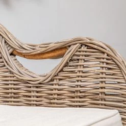 Naturoo Fauteuil Lozon - Rotin / Tissu - Gris Kubu / Crème -Meubles de salle à manger Soldes Magasin 1000240169 210115 08034700008 DETAILS P000000001000240169