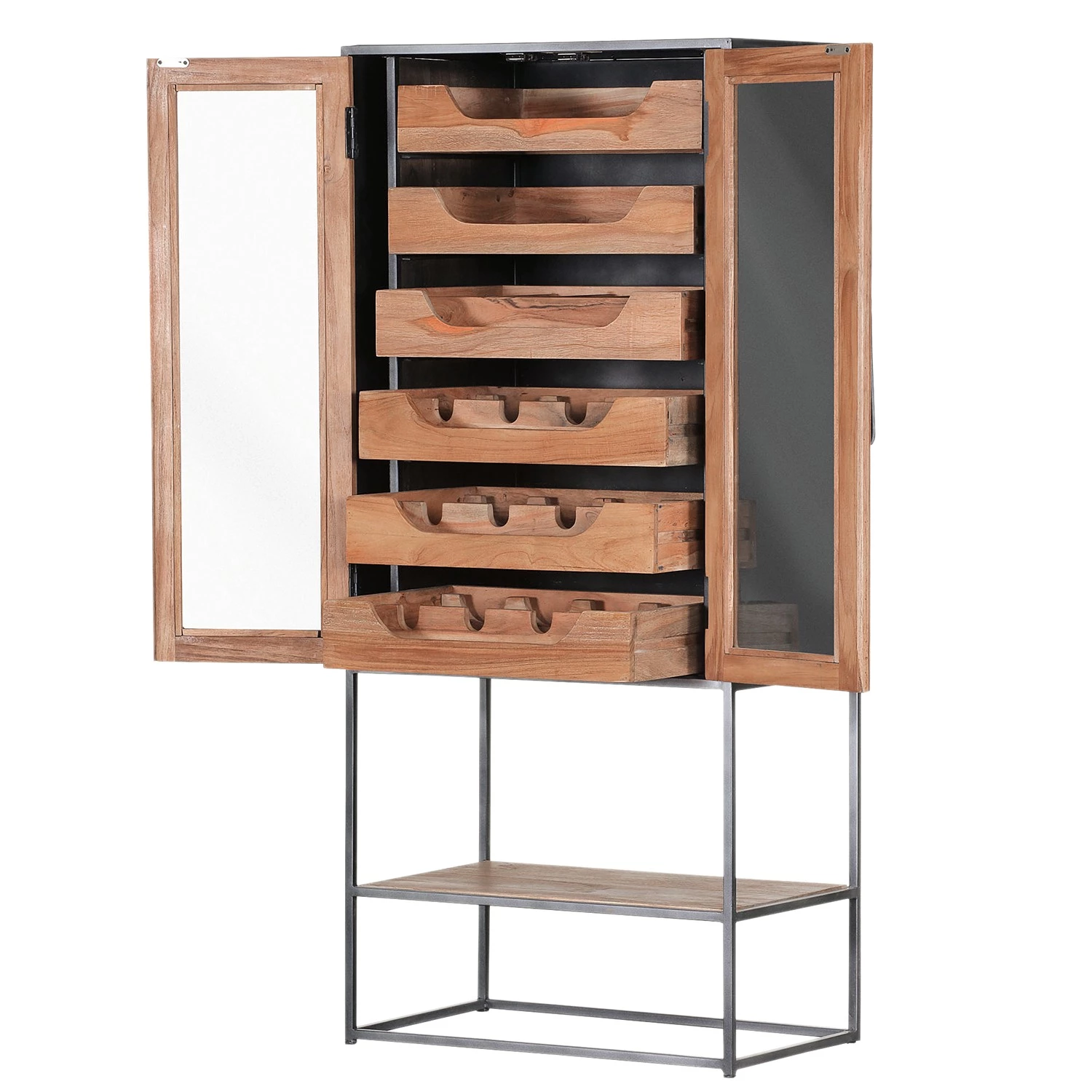 Red Living Armoire à vin Viessoix - Teck massif et acacia massif / Fer - Teck / Anthracite 5 Red Living Armoire à vin Viessoix - Teck massif et acacia massif / Fer - Teck / Anthracite – Image 5