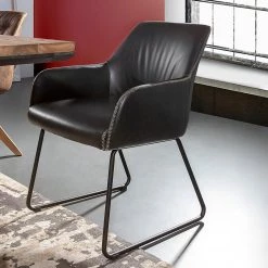 Red Living Chaise à accoudoirs Urbes - Imitation cuir / Fer - Noir / Noir -Meubles de salle à manger Soldes Magasin 1000240179 210115 08045600046 MOOD DETAILS P000000001000240179 mood