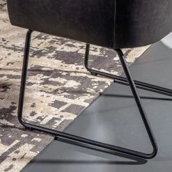 Red Living Chaise à accoudoirs Urbes - Imitation cuir / Fer - Noir / Noir -Meubles de salle à manger Soldes Magasin 1000240179 210115 08050200050 DETAILS P000000001000240179