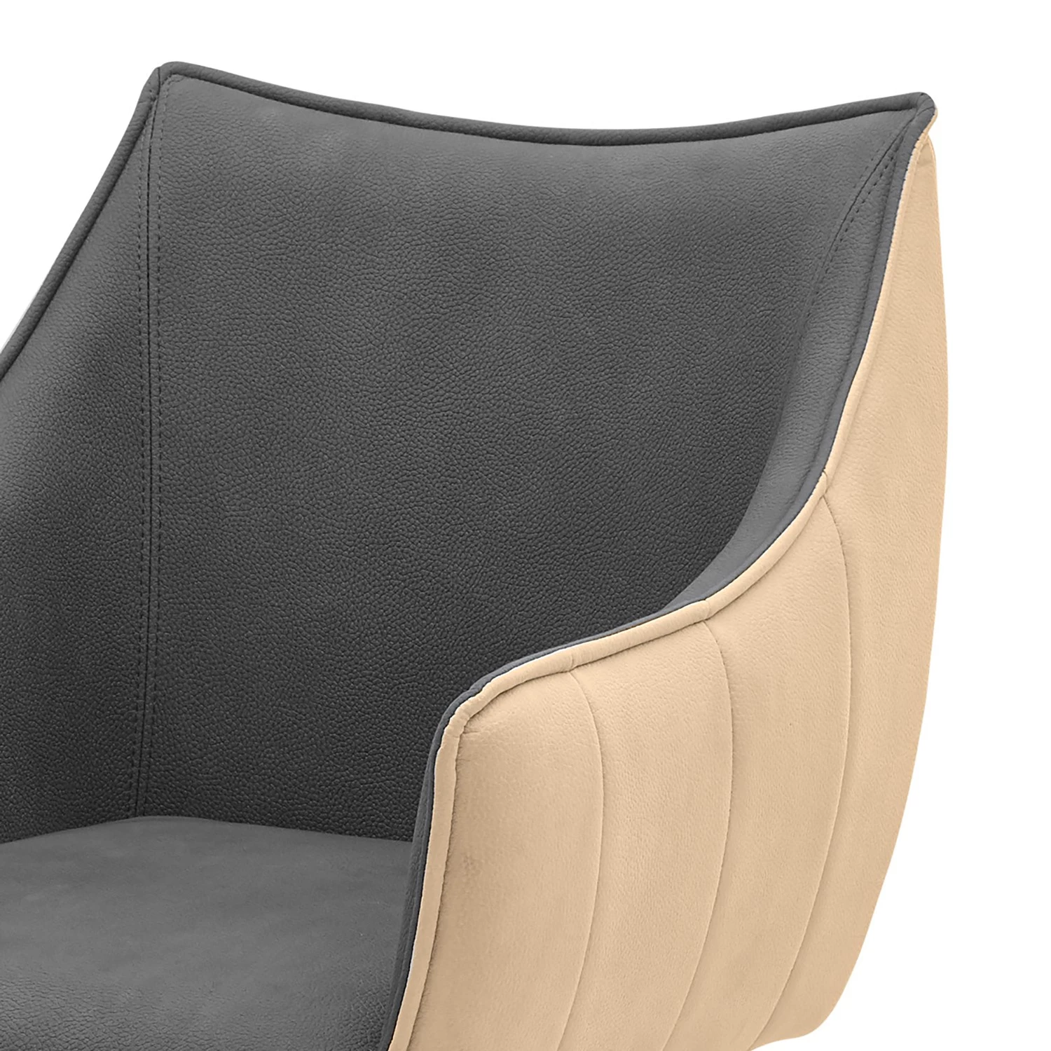 Ars manufacti Chaise à accoudoirs Noyack (lot de 2) - Microfibre / Métal - Gris et Beige / Anthracite 3 Ars manufacti Chaise à accoudoirs Noyack (lot de 2) - Microfibre / Métal - Gris et Beige / Anthracite – Image 3